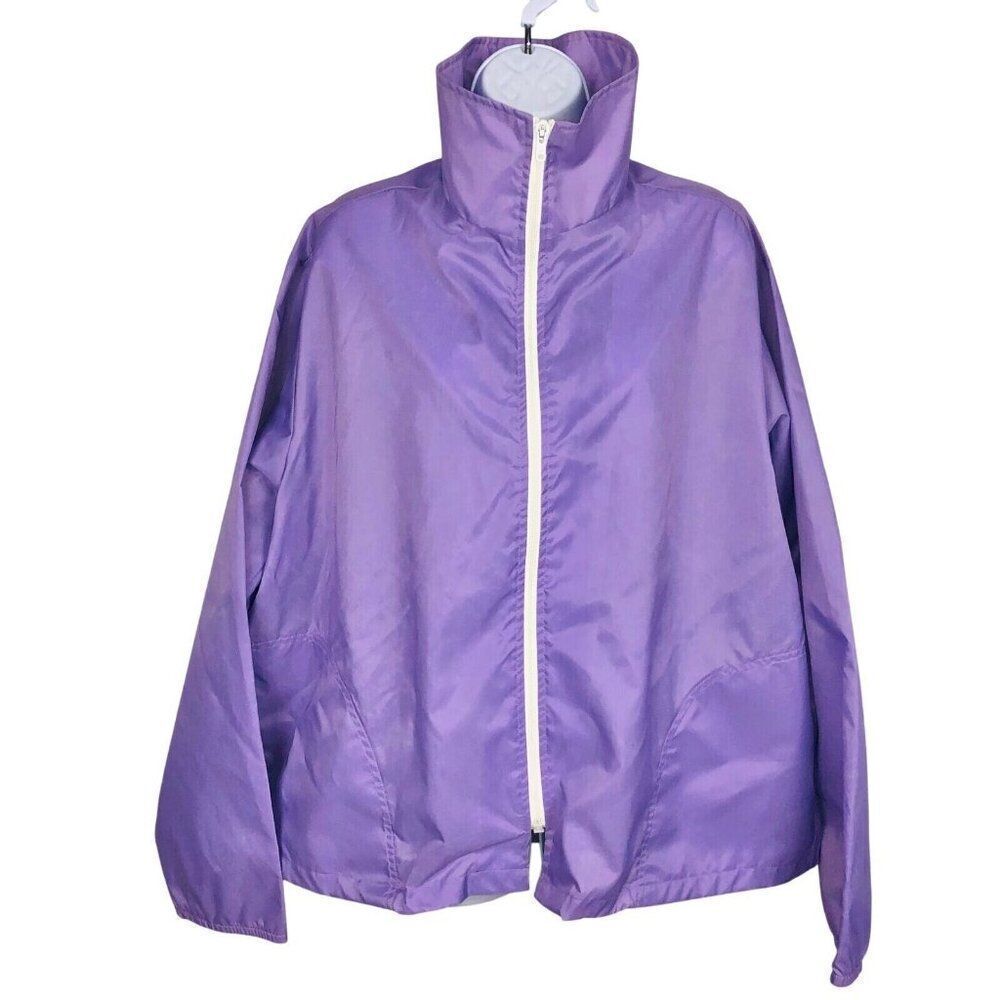 Vintage 80s Lane Bryant Womens Jacket L Purple Windbreaker New